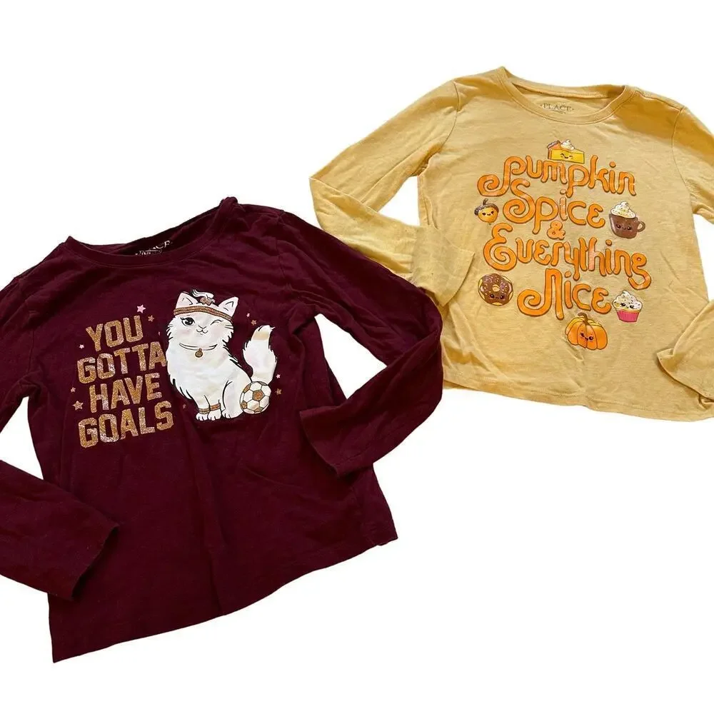 Bundle of Children's Place Long Sleeve Graphic tees sz 5-6